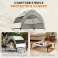 Compact Raised Dog Bed with Canopy and Carry Bag – Grey, 76cm