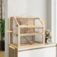 Wooden Hamster Cage with Deep Base and Wheel – Natural, 80cm