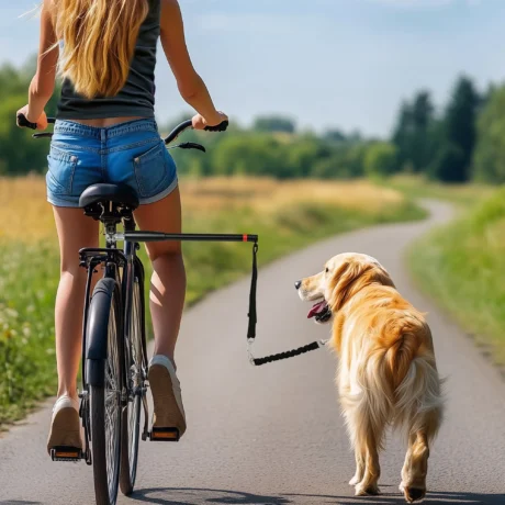 Bicycle-Mounted Dog Lead with Elastic Section – Black