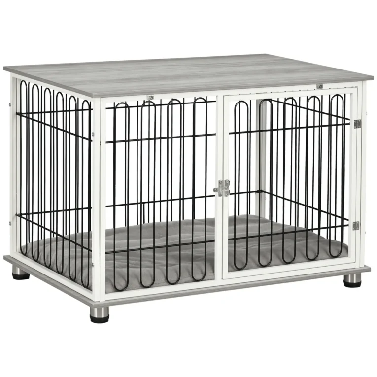 Furniture Dog Crate with Washable Cushion – Graphite Grey
