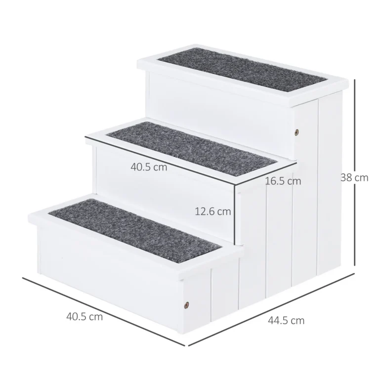 Wooden Dog Steps Pet Stairs with Storage – White