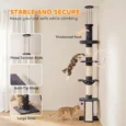 Floor to Ceiling Cat Tree 5-Level Bed Hammock – Dark Grey, Cream White