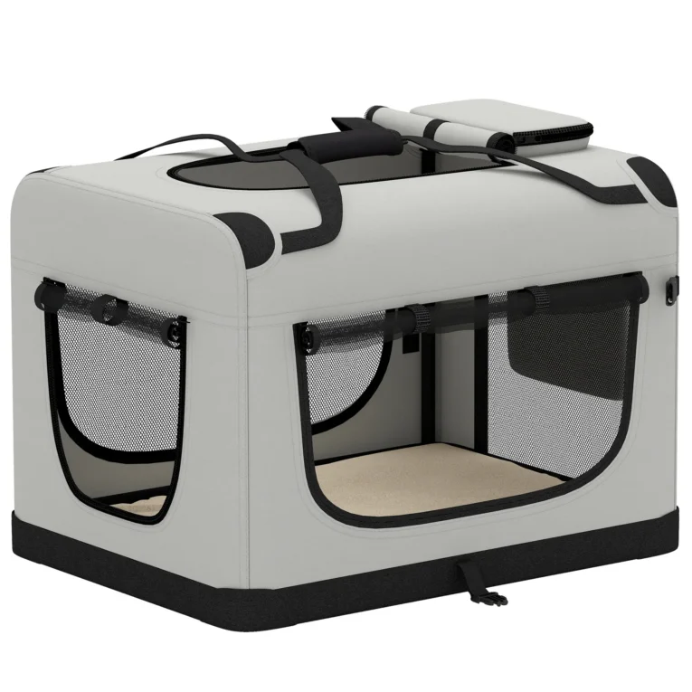 Soft Pet Carrier with Washable Cushion – Light Grey, 81 × 56 × 58cm Soft Pet Carrier with Washable Cushion – Light Grey, 81 × 56 × 58cm