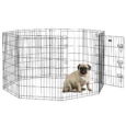 Eight-Panel Metal Dog Playpen – Black, 91cm High