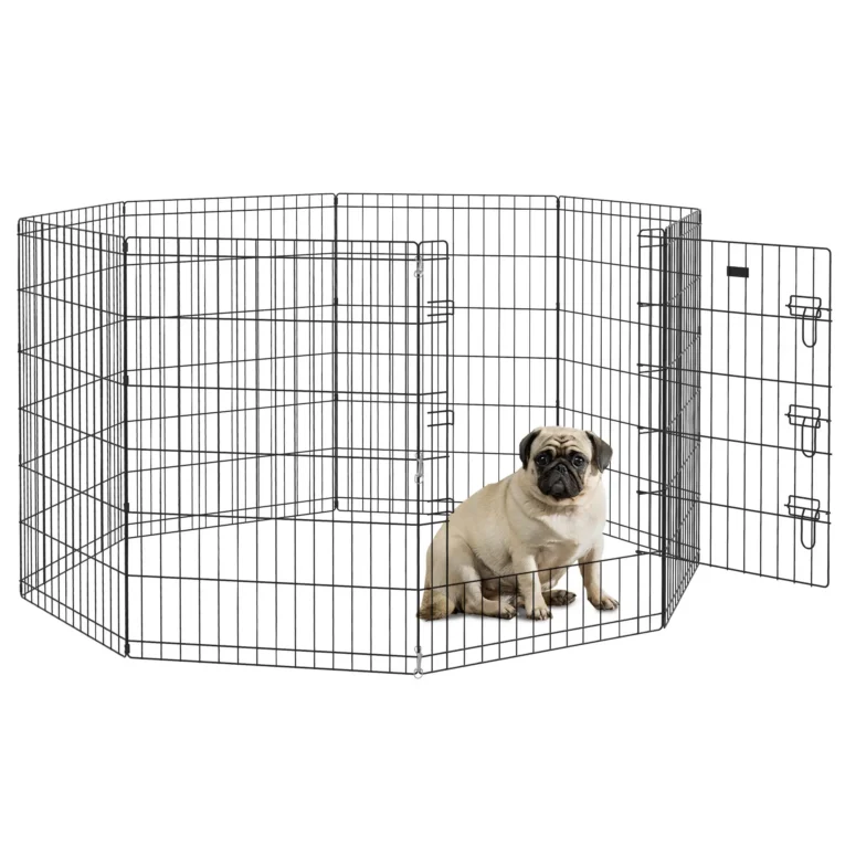 Eight-Panel Metal Dog Playpen – Black, 91cm High