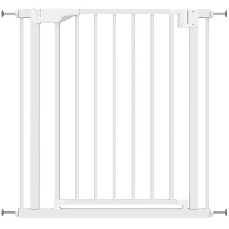 Pressure-Fit Pet Gate with Two-Way Door – White, 76–81cm