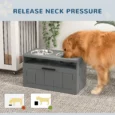 Raised Double Dog Feeding Station with Drawer – Grey, 2L Bowls