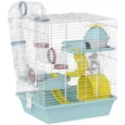 3-Level Hamster Cage with Wheel and Tunnel – Blue