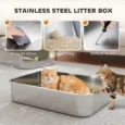 XXL Enclosed Steel Cat Litter Box with Dual Entry – Grey, 70cm