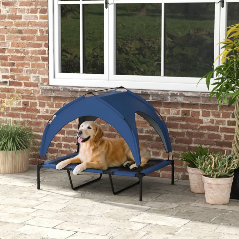 Cooling Raised Pet Bed Large Dogs 106x76cm – Dark blue