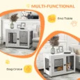 2-in-1 Dog Cage and Side Table Large Dogs – White and black
