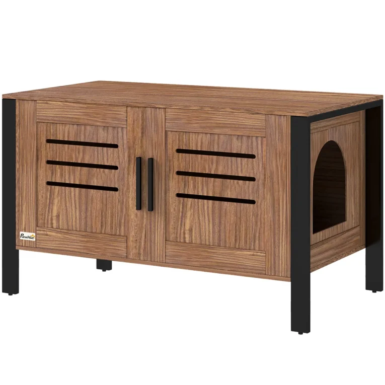 Cat Litter Box Enclosure with Legs 80cm – Dark Brown, Black Cat Litter Box Enclosure with Legs 80cm – Dark Brown, Black