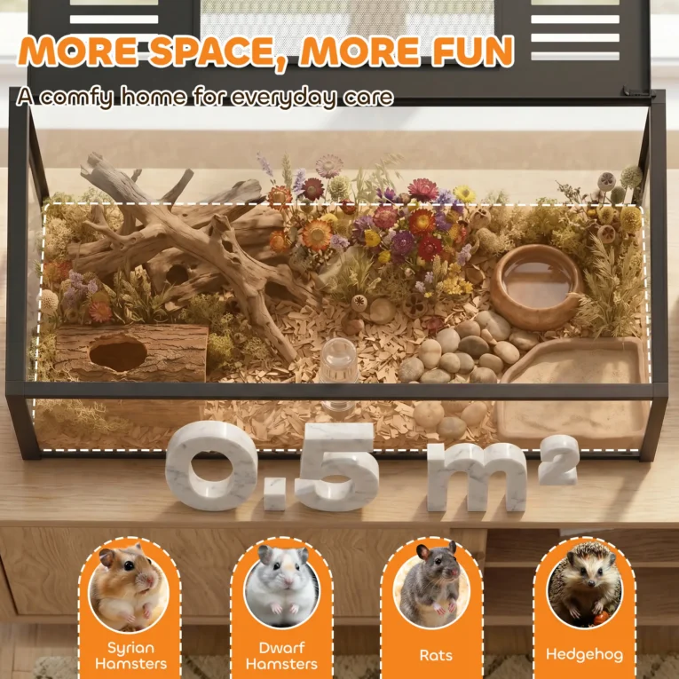 Metal Hamster Habitat with Clear Panels and Opening Top – 100cm