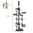 Floor-to-Ceiling Cat Tree with Hammocks and Tunnel – White, 240–260cm