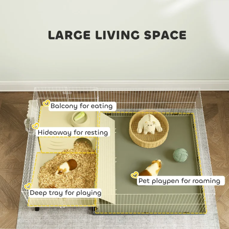Small-Animal Cage with Detachable Playpen – Beige, 108cm Small-Animal Cage with Detachable Playpen – Beige, 108cm