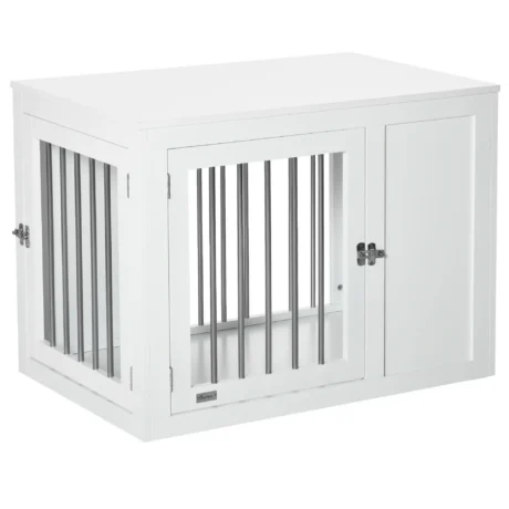 Two-Door Furniture Dog Crate – White, 91.8cm