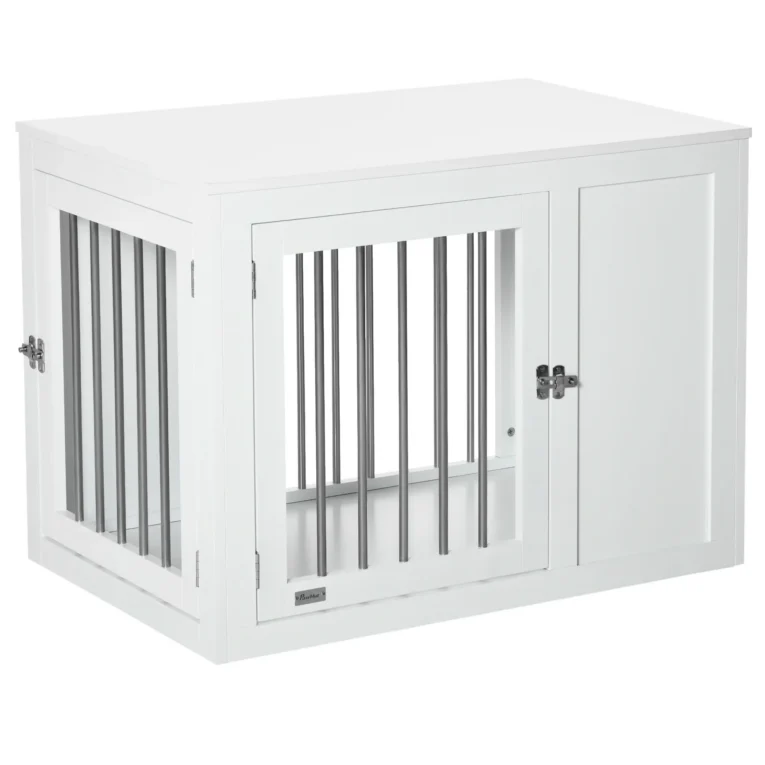 Two-Door Furniture Dog Crate – White, 91.8cm