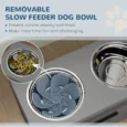 Raised Double Dog Feeding Station with Drawer – Grey, 2L Bowls