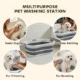 Portable Foldable Dog Bathtub with Drain – Grey, White