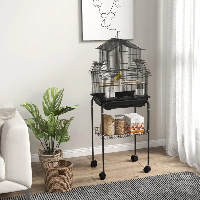 Metal Bird Cage with Swing 50.5x40x63cm – Black