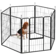 Six-Panel Steel Dog Playpen with Gate – Black, 100cm High