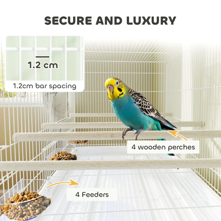 Bird Cage with Divider and Perches 76x46x116cm – Black