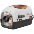 Hard-Shell Pet Carrier with Steel Door – Cream and Black, 49cm