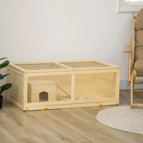 Wooden Hamster Habitat with Sliding Tray &ndash; Natural, 100cm &ndash; detail 2
