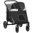 Folding Dog Stroller with Large Cabin – Grey and Black, 30kg