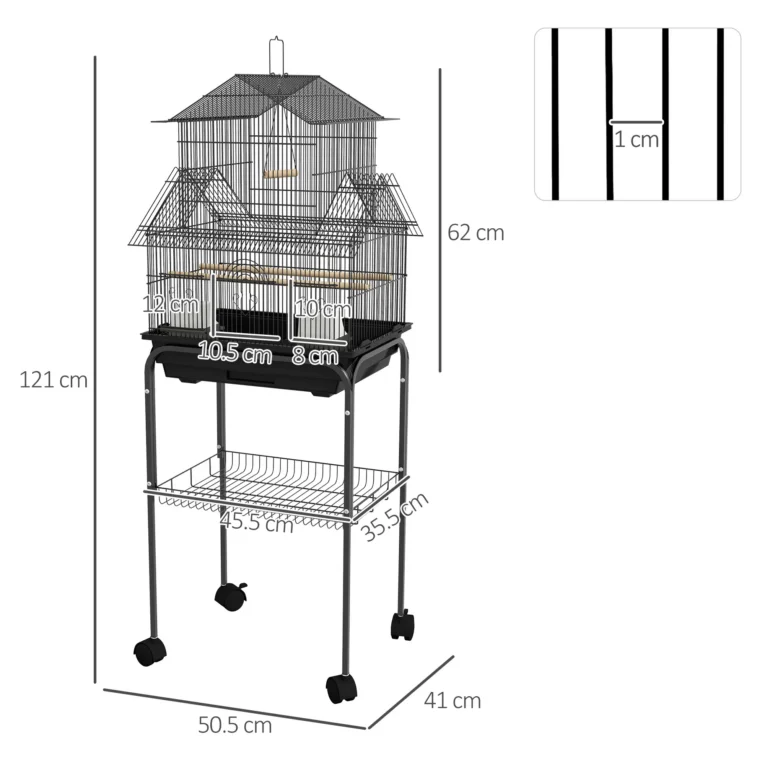 Metal Bird Cage with Swing 50.5x40x63cm – Black