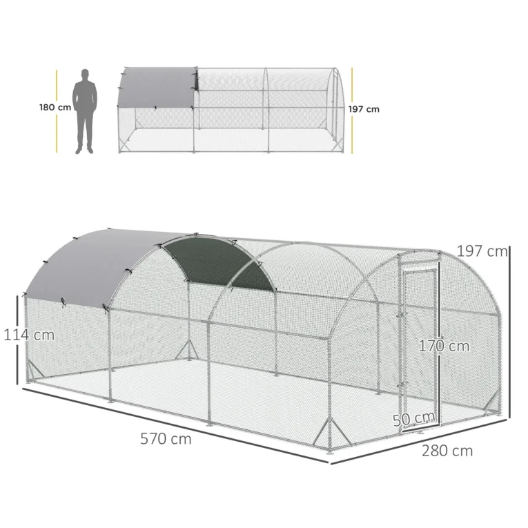 Walk-In Poultry Run with Roof Cover – 5.7 × 2.8m