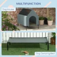 Raised Fabric Dog House with Removable Cover – Grey, 81cm