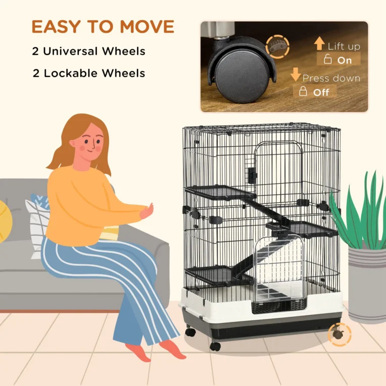 Four-Level Small-Animal Cage with Wheels – Black Four-Level Small-Animal Cage with Wheels – Black
