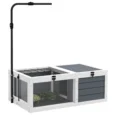 Wooden Tortoise Table with Lamp Holder and Twin Trays – Grey