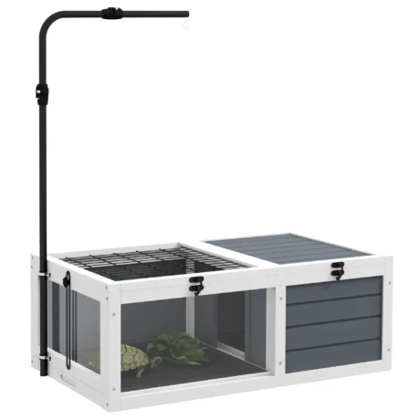 Wooden Tortoise Table with Lamp Holder and Twin Trays &ndash; Grey