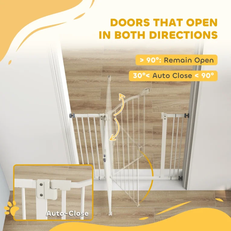Adjustable Dog Gate – White, 78cm High, 74–87cm Adjustable Dog Gate – White, 78cm High, 74–87cm
