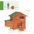 Raised Wooden Hen House with Nest Box and Perches – Orange, 113.5cm
