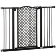 Auto-Close Dog Gate with Two Extensions – Black
