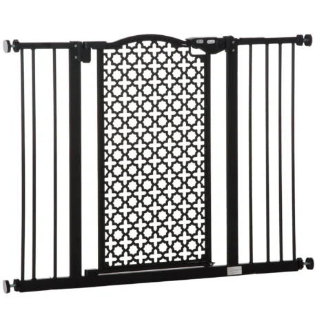 Auto-Close Dog Gate with Two Extensions &ndash; Black