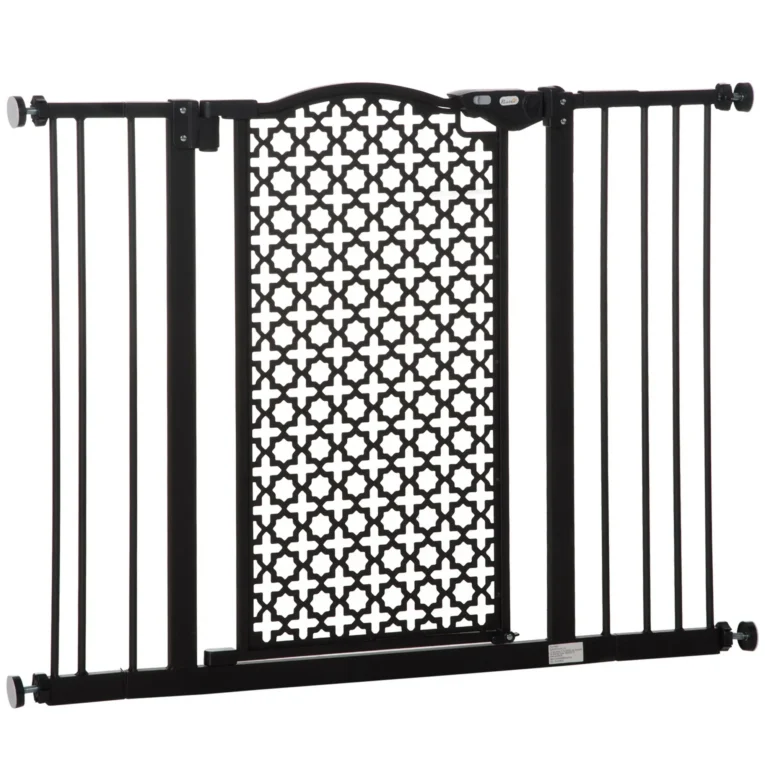 Auto-Close Dog Gate with Two Extensions – Black
