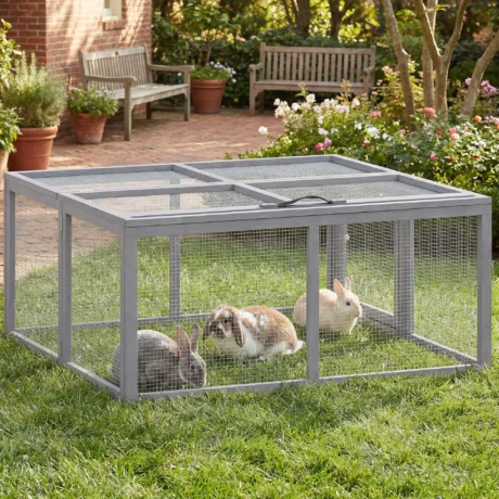 Folding Wooden Small-Animal Run with Opening Top &ndash; Grey, 110cm &ndash; detail 2