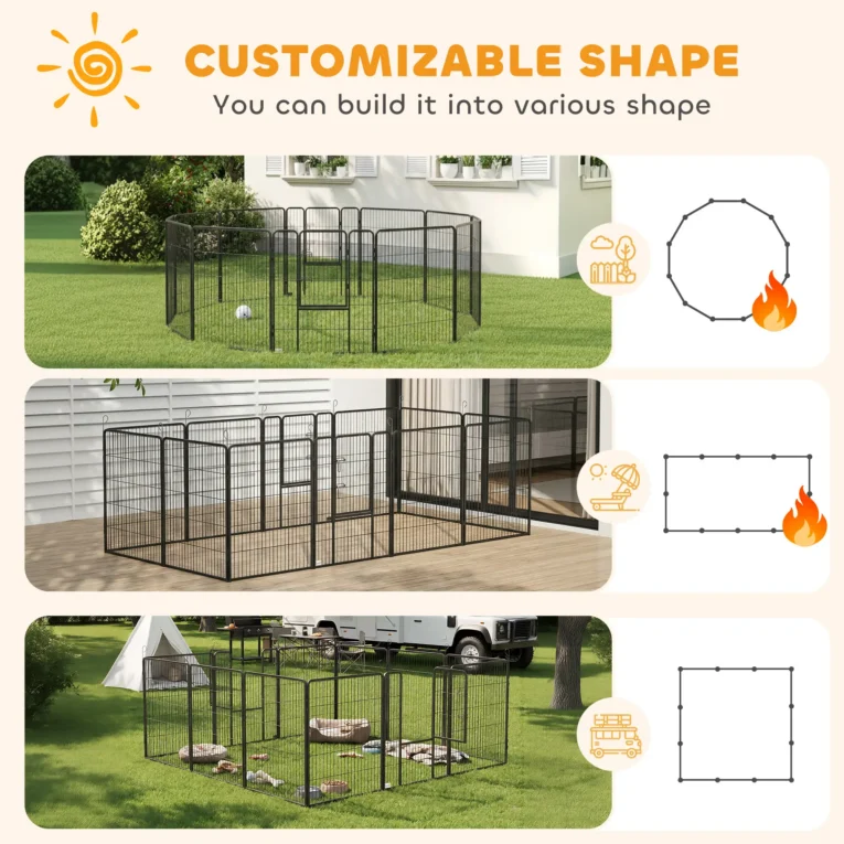 Heavy Duty Puppy Playpen 12 Panels – Grey Heavy Duty Puppy Playpen 12 Panels – Grey