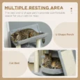 Compact Cat Tower with Scratching Ramp and Curved Perch – Grey, 76cm