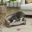 Cardboard Cat Scratching Sofa with Catnip – Brown, 56cm