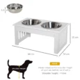 Raised Dog Feeding Bowls Stand Stainless Steel 44x24cm – White