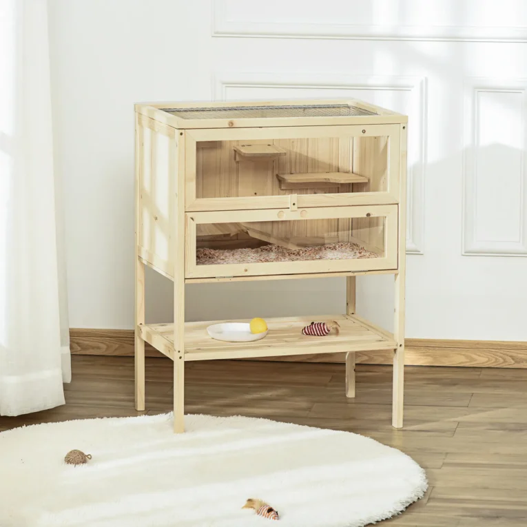 Wooden Hamster Cage Natural 60x40x80cm – Natural wood