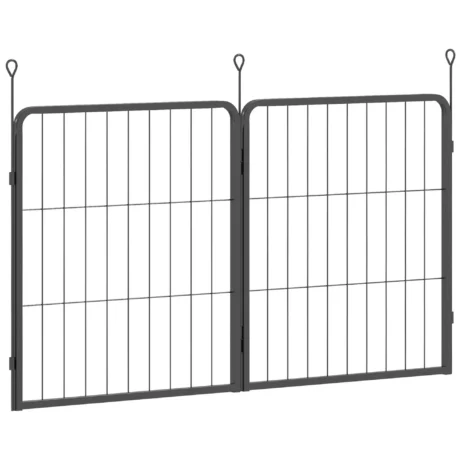 Two-Panel Dog Playpen Extension Pack with Stakes – Black, 60cm High