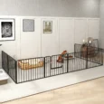 Eight-Panel Steel Dog Playpen – Black, 60cm High