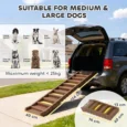 Folding Dog Access Ramp with Grip Strips – Brown, 154cm