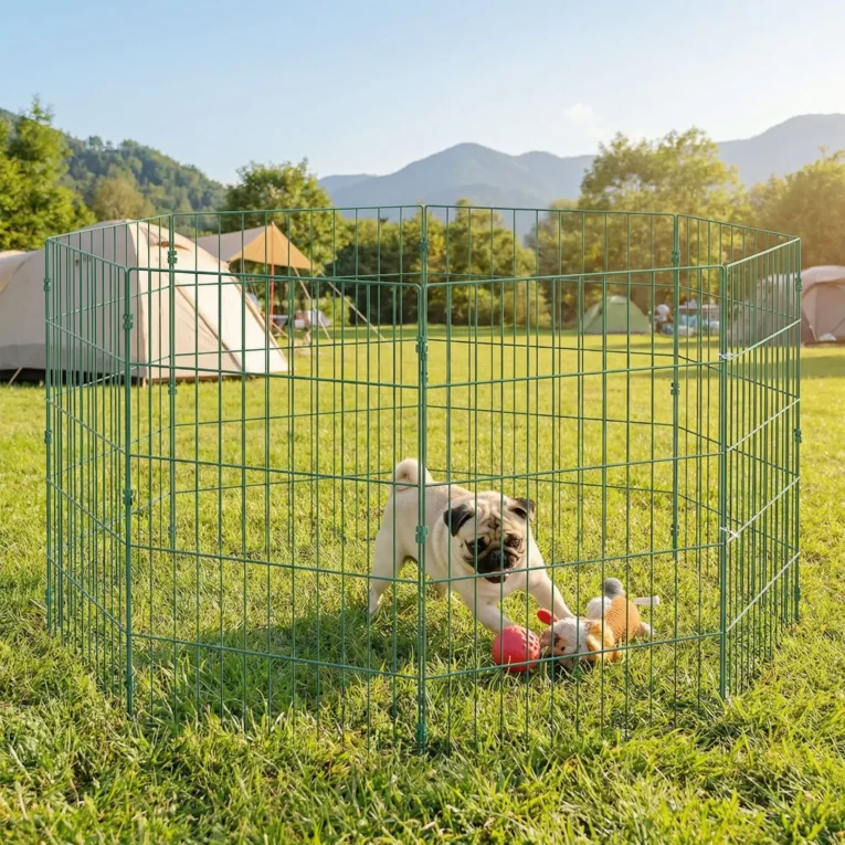 8-Panel Pet Playpen Medium Dogs Indoor Outdoor 80cm – Green 8-Panel Pet Playpen Medium Dogs Indoor Outdoor 80cm – Green